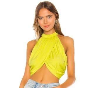 superdown EMANI WRAP CROP TOP - Chartreuse